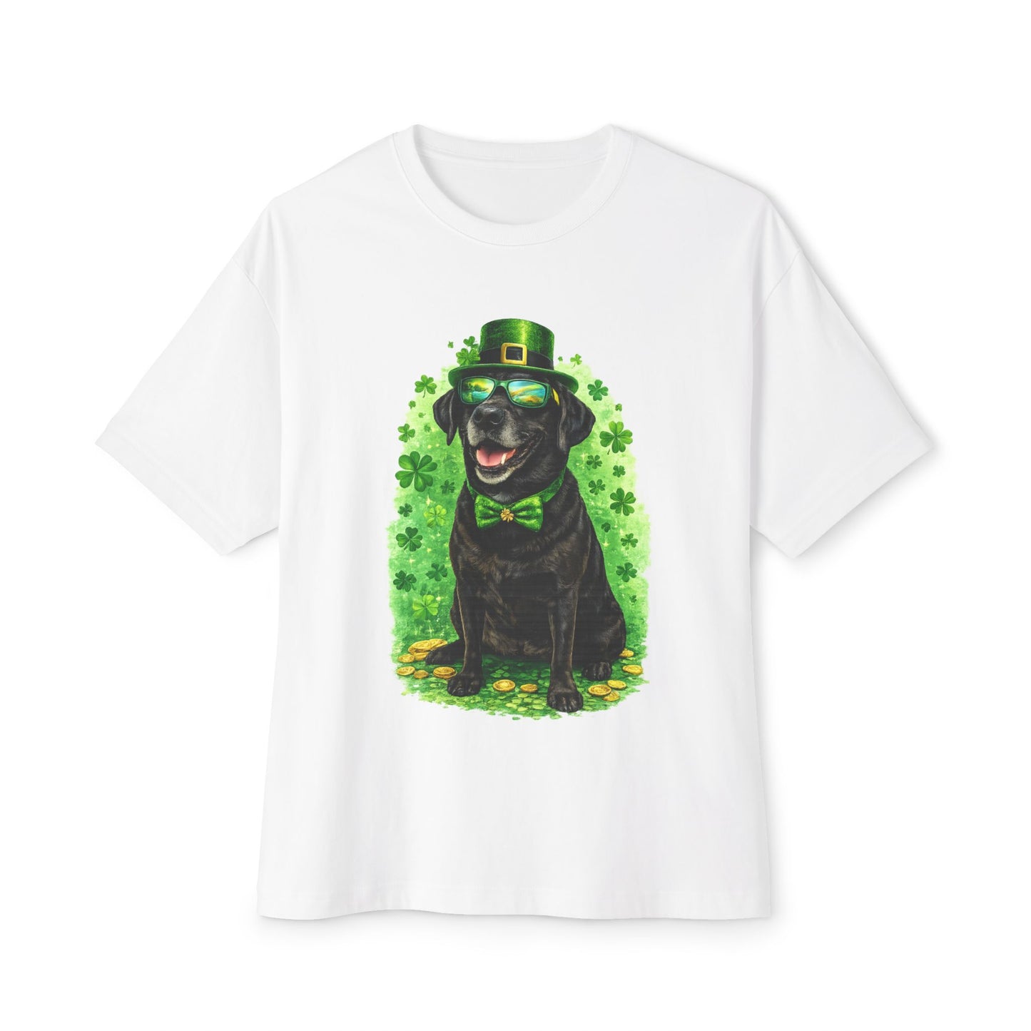 Saint Patrick's Day Black Labrador Sunglasses Tee — Cool Lab Graphic T-Shirt