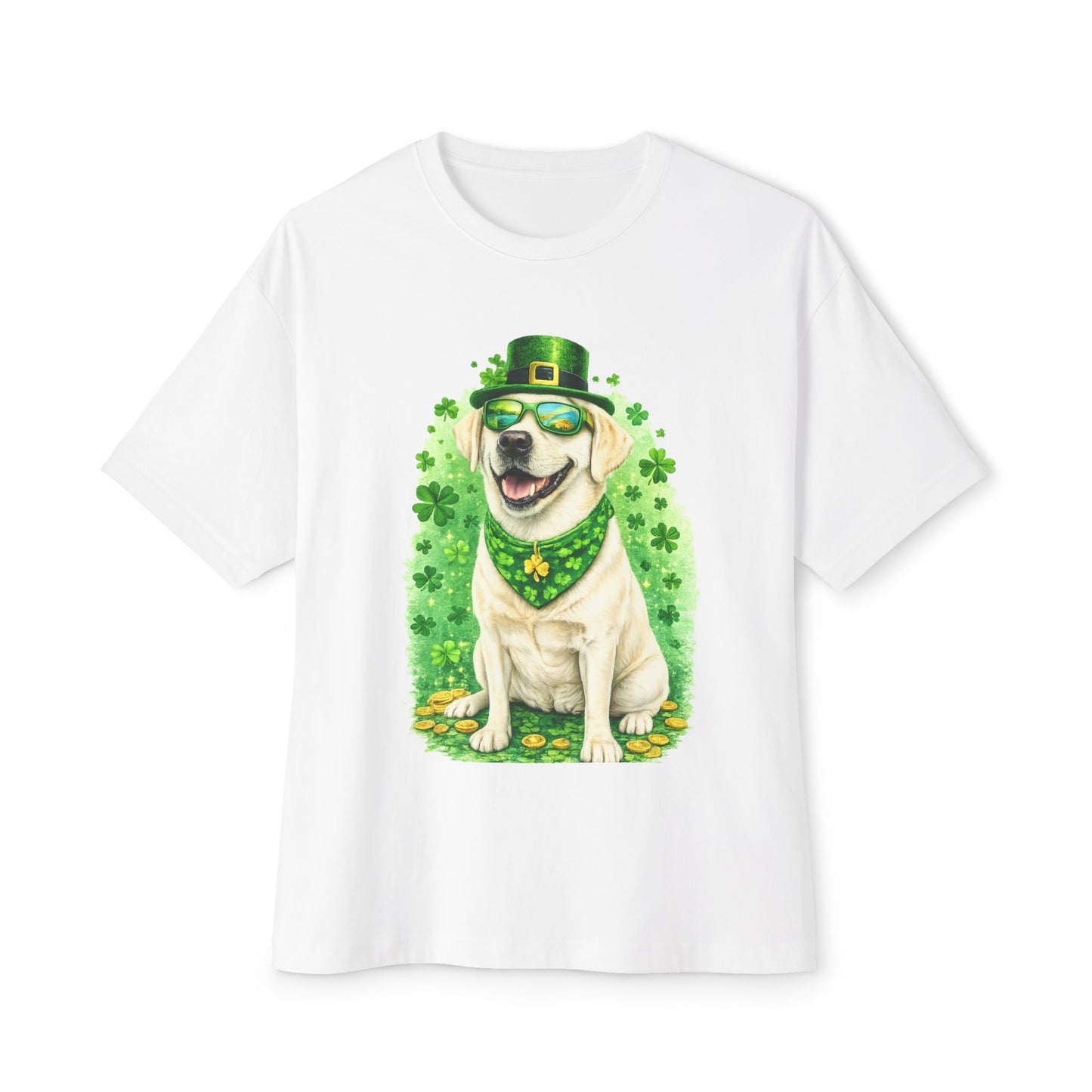 Saint Patrick's day White Labrador Sunglasses Tee — Cool Lab Graphic T-Shirt