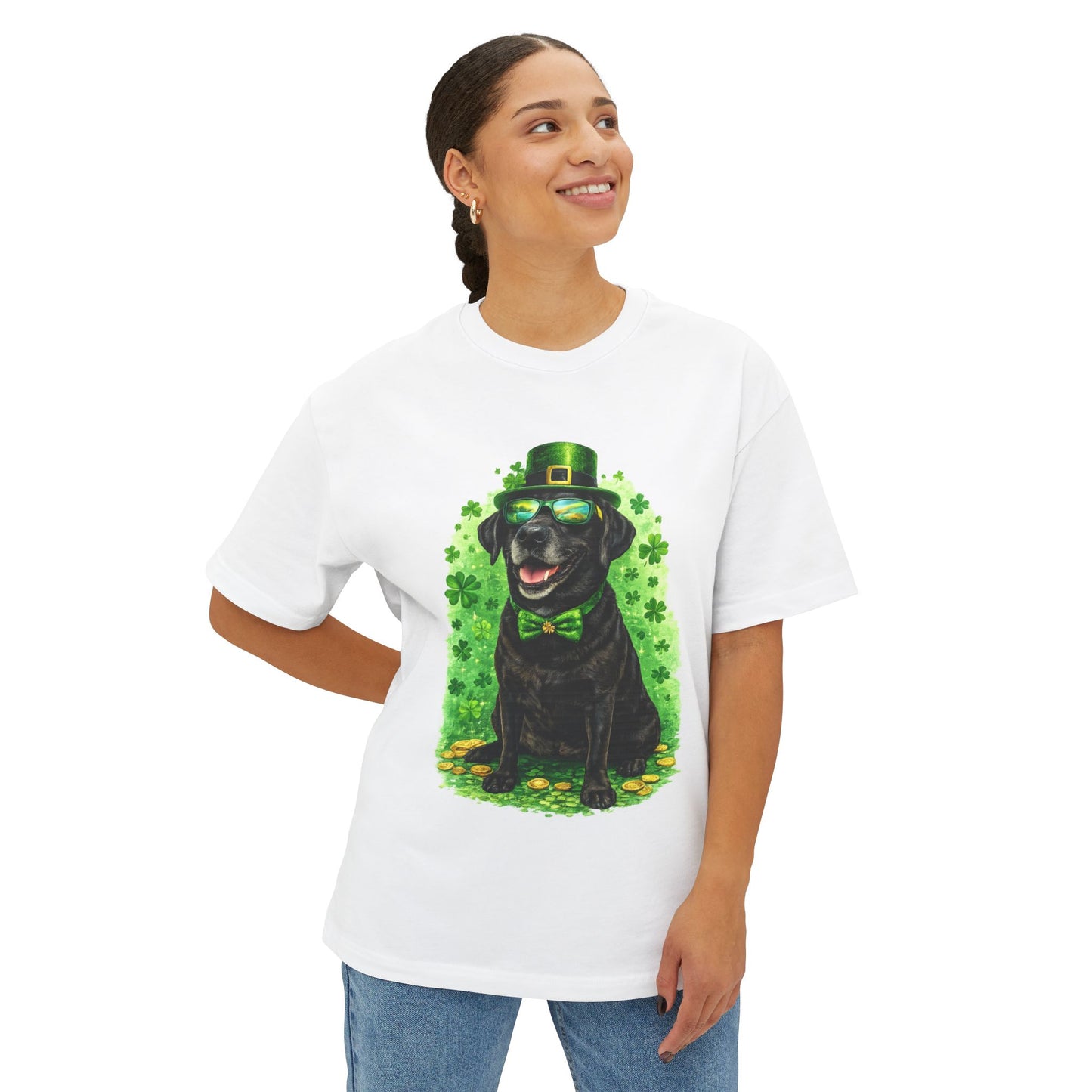 Saint Patrick's Day Black Labrador Sunglasses Tee — Cool Lab Graphic T-Shirt