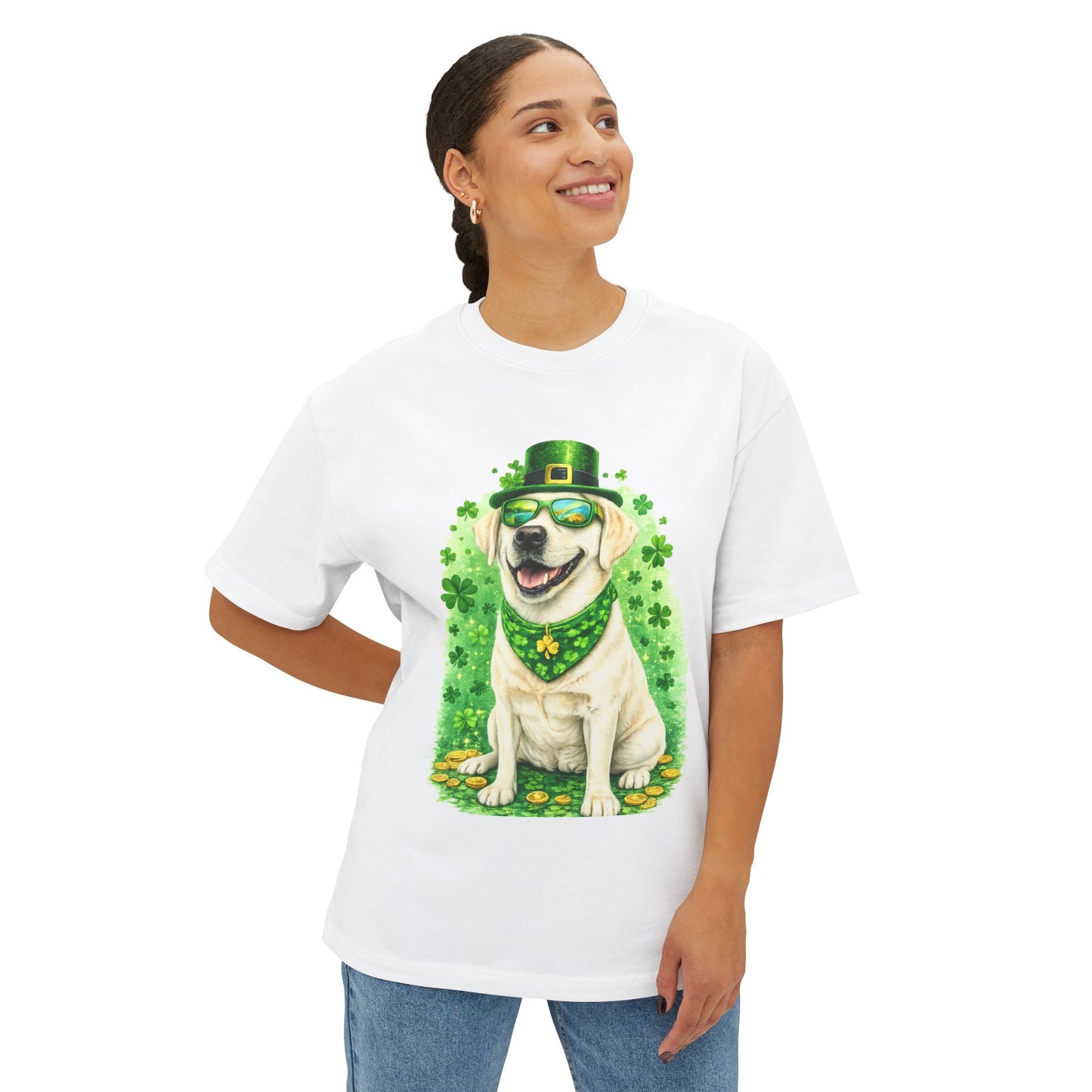 Saint Patrick's day White Labrador Sunglasses Tee — Cool Lab Graphic T-Shirt